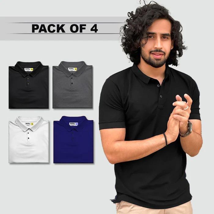 Mens Polo T-Shirt Pack Of 4 (BUY 2 GET 2 FREE)